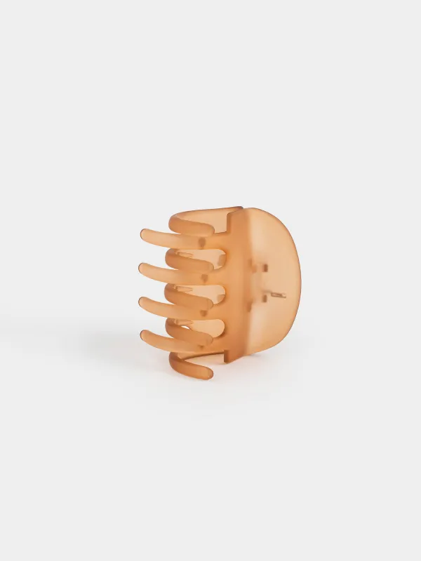 Hair clip, 6 cm, plastic / metal, brown, Crab, Hair basic, image-3