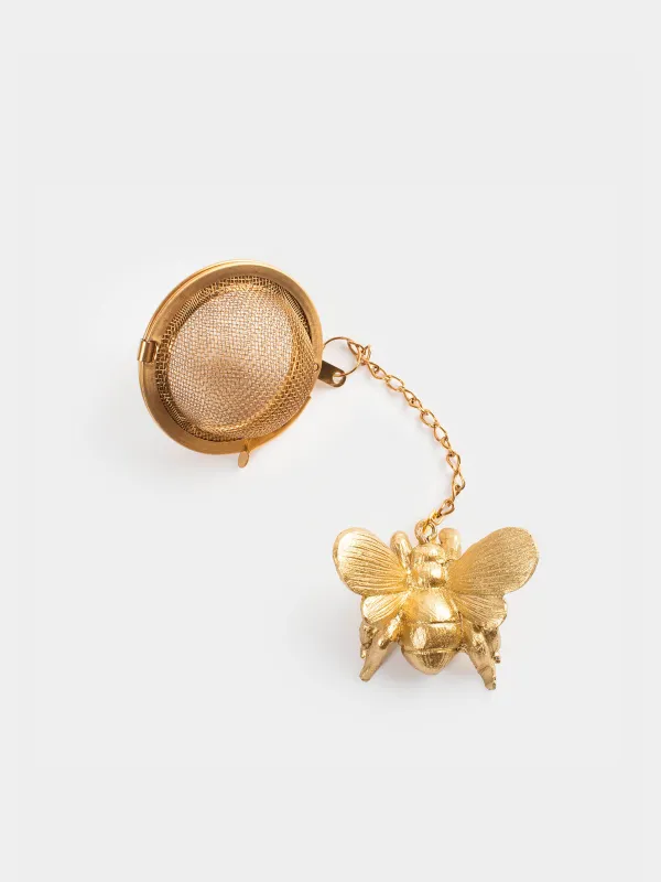 Tea strainer, 5 cm, polyresin / metal, golden, Bee, Honey, image-0