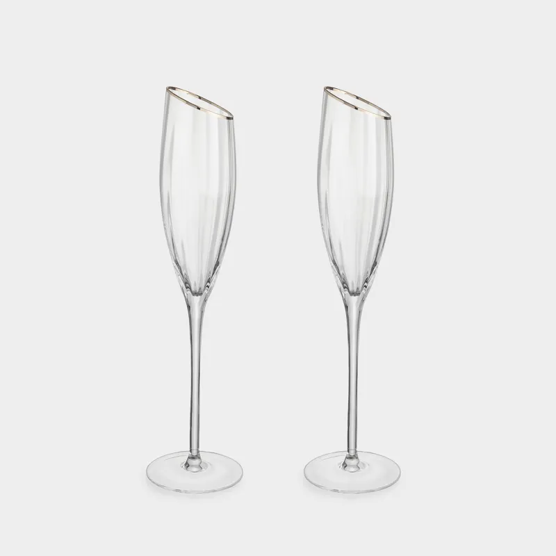 Drinking glass, 180 ml, 2 pcs, glass, with golden edging, Charm R gold