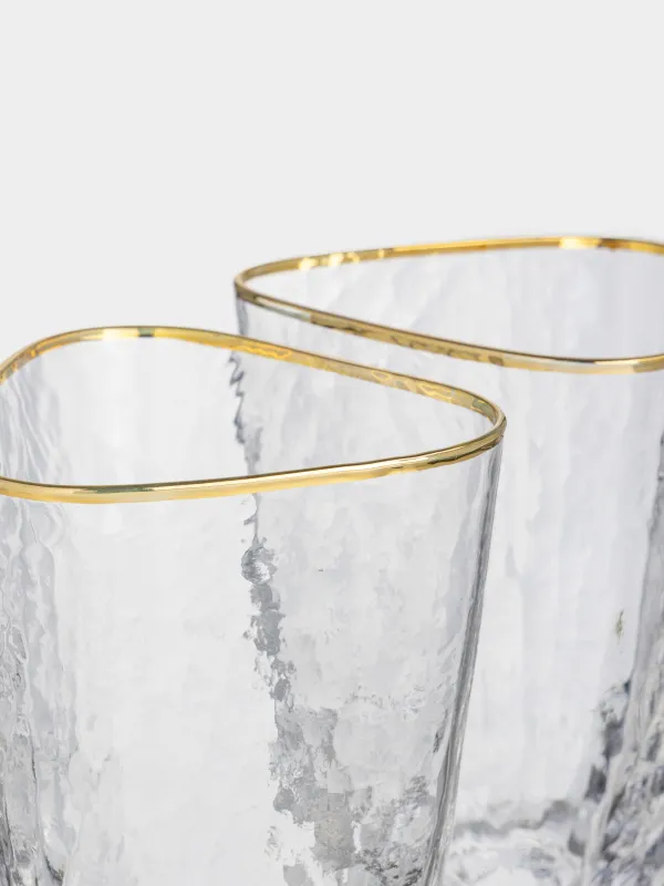 Glass, 13 cm, 400 ml, 2 pcs, glass, with golden edging, Triangle Gold, image-4