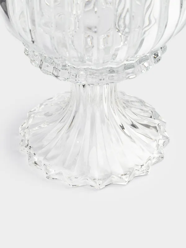 Candy bowl, 24x16 cm, on the leg, with lid, glass P, Alpine, image-3