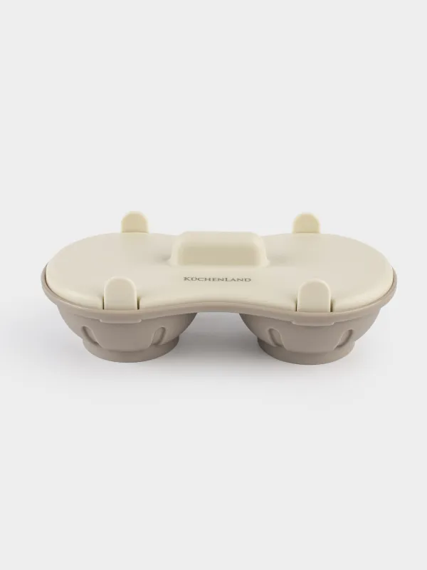 Microwave poached egg mold, 22x12 cm, 2 separate, plastic, beige, Soft kitchen, image-1