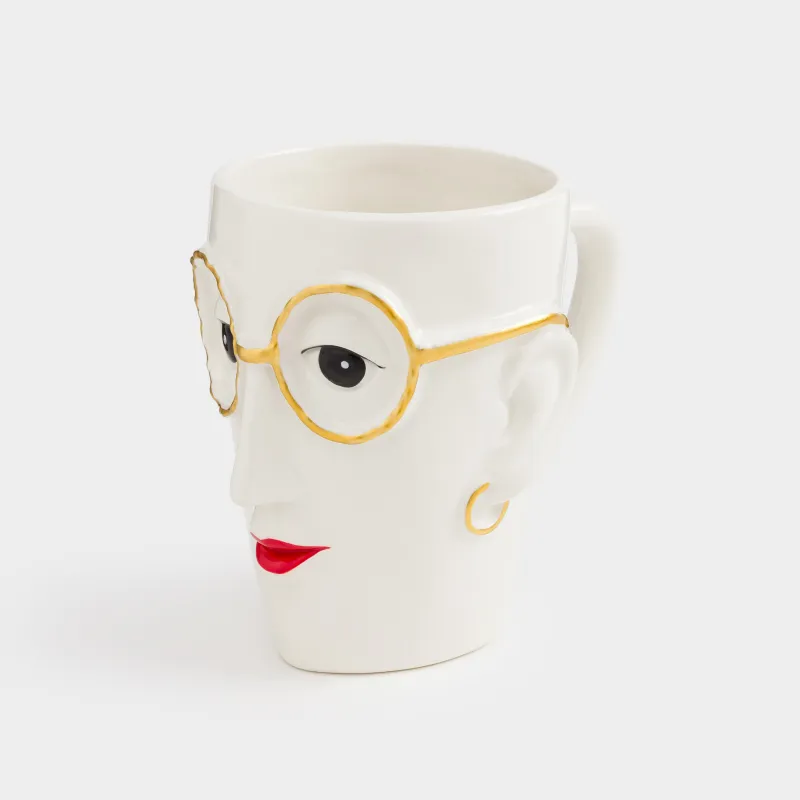 Mug, 500 ml, Ceramic, Woman with glasses, Girls, image-1