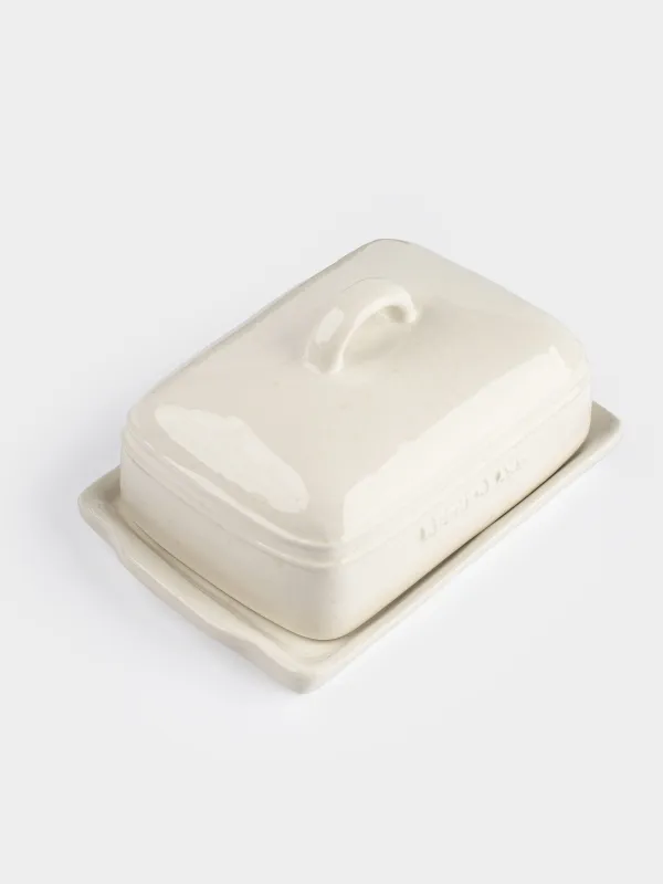 Butter dish, 18 cm, ceramic, rectangular, milky beige, speckled, Ceramo speckled, image-1