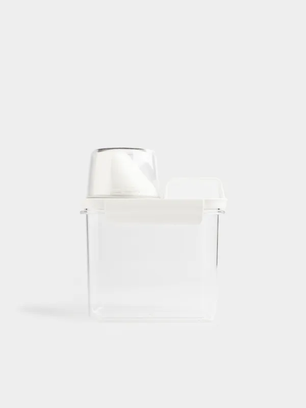 Washing powder container, 1,1 l, with measuring cup, plastic, white, Compact, image-2