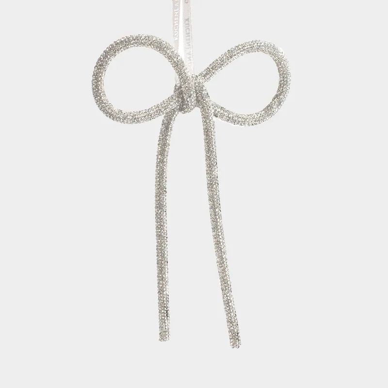 Christmas tree toy, 20x14 cm, acrylic / metal, white, Bow, Figure sparkle