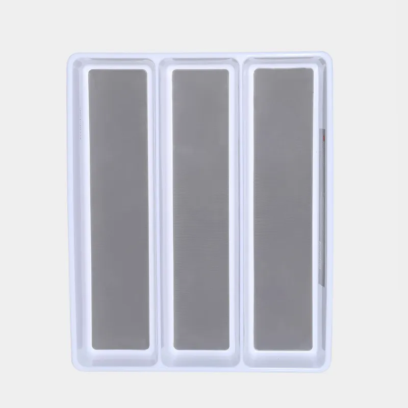 Kitchen accessories tray, 40x33 cm, 3 units, plastic / rubber, white-grey, Non-slip