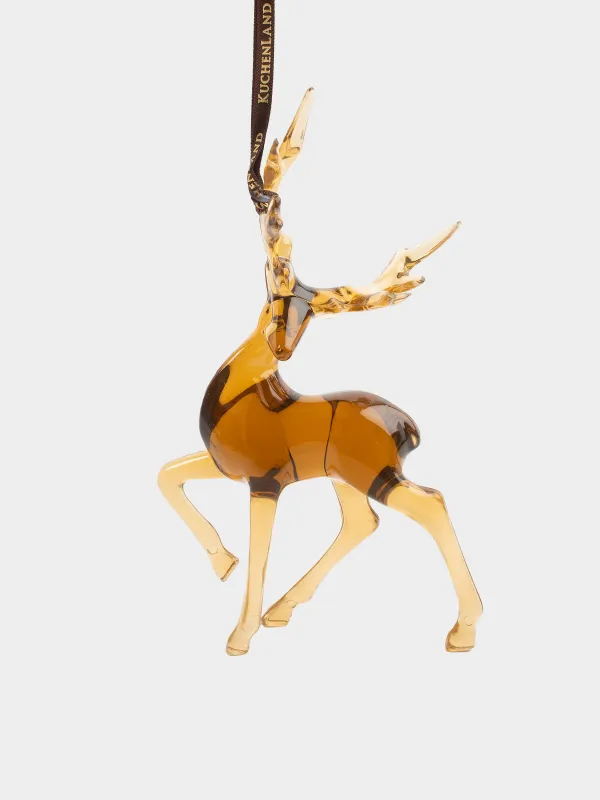 Christmas tree toy, 15 cm, acrylic, brown, Deer, Figure crystal, image-0