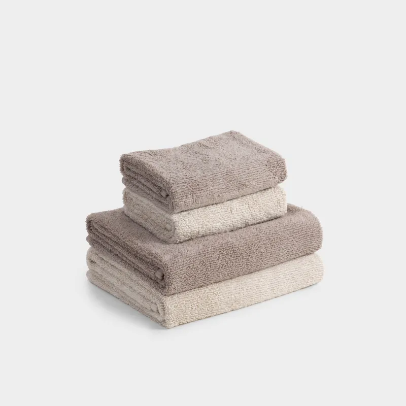 Towel set, 50x90 / 70x140 cm, 4 pcs, cotton, brown / beige, Terry cotton