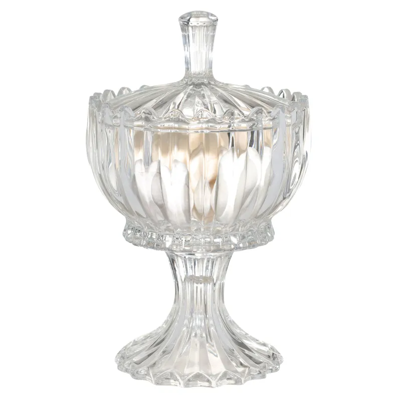 Candy bowl, 24x16 cm, on the leg, with lid, glass P, Alpine, image-3