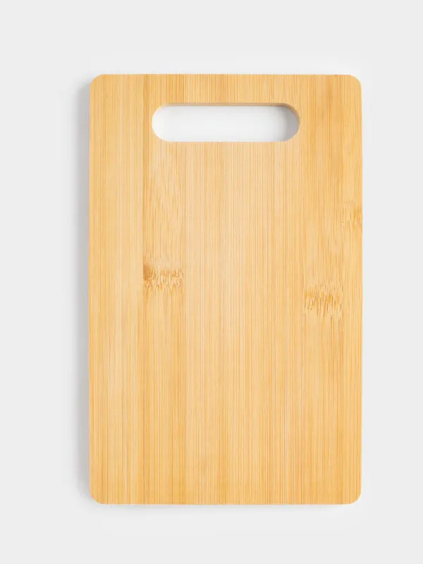 Cutting board, 22x14 cm, 4 pcs, on a stand, bamboo / steel, rectangular, Bamboo, image-3