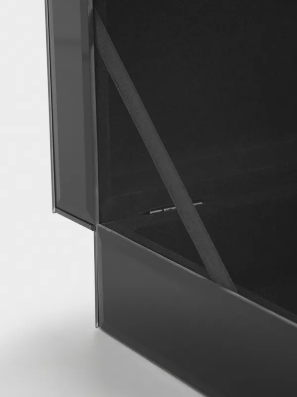 Jewelry box, 18x14 cm, glass / metal, mirror, black, Glossy black, image-3