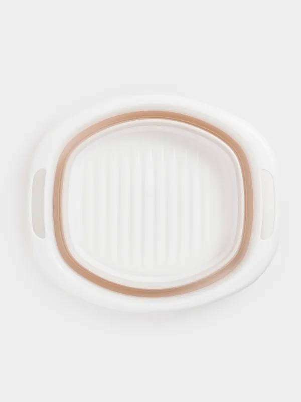 Folding basin, 5 l, ribbed bottom, plastic / rubber, beige-pink, Foldaway, image-6