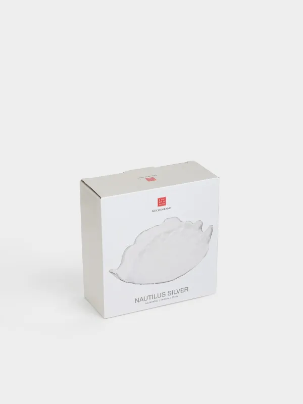 Salad bowl, 19x15cm, ml, glass, with silver edging, Petal, Nautilus silver, image-4