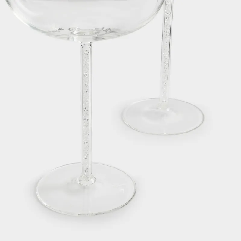 Drinking coupe glass, 300 ml, 2 pcs, glass / rhinestones, Crystal, image-2