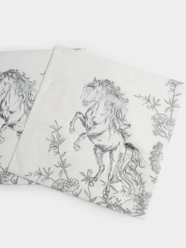 Paper napkins, 33x33 cm, 20 pcs, square, white, Horse, Kairon horse, image-3