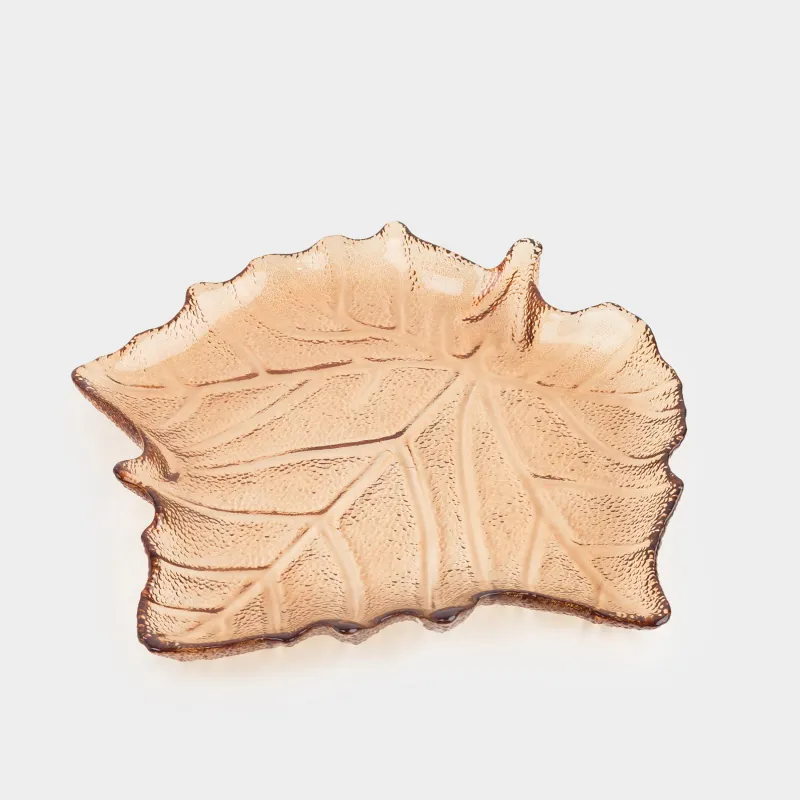 Dish, 25x24x4cm, glass, brown, Maple leaf, Leaves