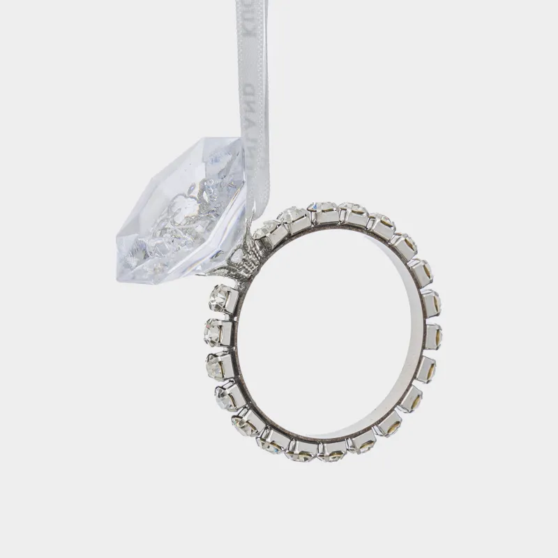 Christmas tree toy, 7 cm, acrylic / steel, Ring with crystal, Ice crystal