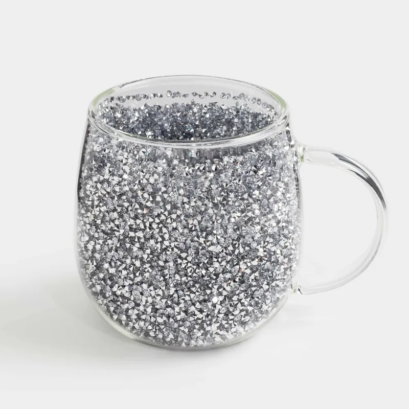 Mug, 330 ml, glass B, with gray crystals inside, Air decor, image-1