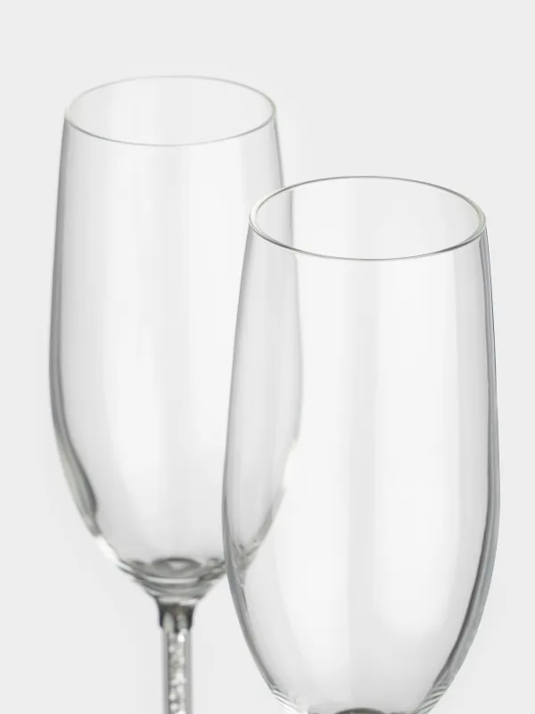 Drinking glass, 220 ml, 2 pcs, glass / rhinestones, Silver crystals, Diamond, image-2