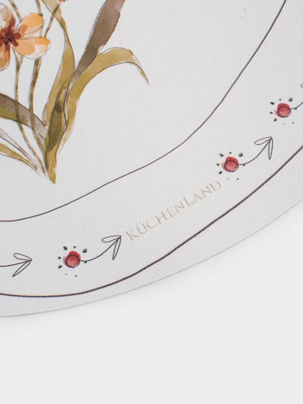 Placemat, 32x44 cm, PVC, shaped, white, Yellow flowers, Rock print, image-3