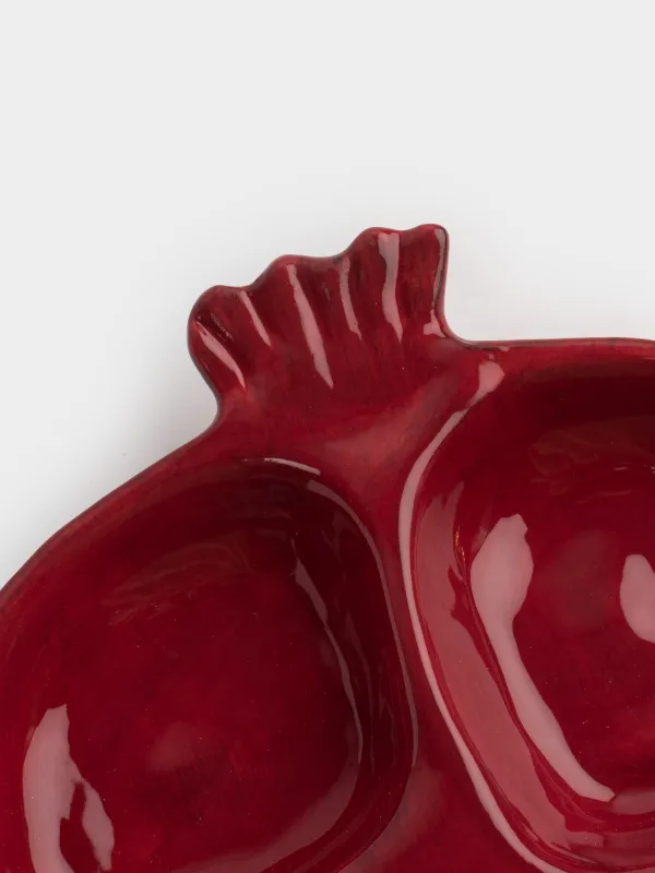 Divided plate, 19x17 cm, 4 compartments, ceramic, burgundy, Pomegranate, Pomegranate, image-1