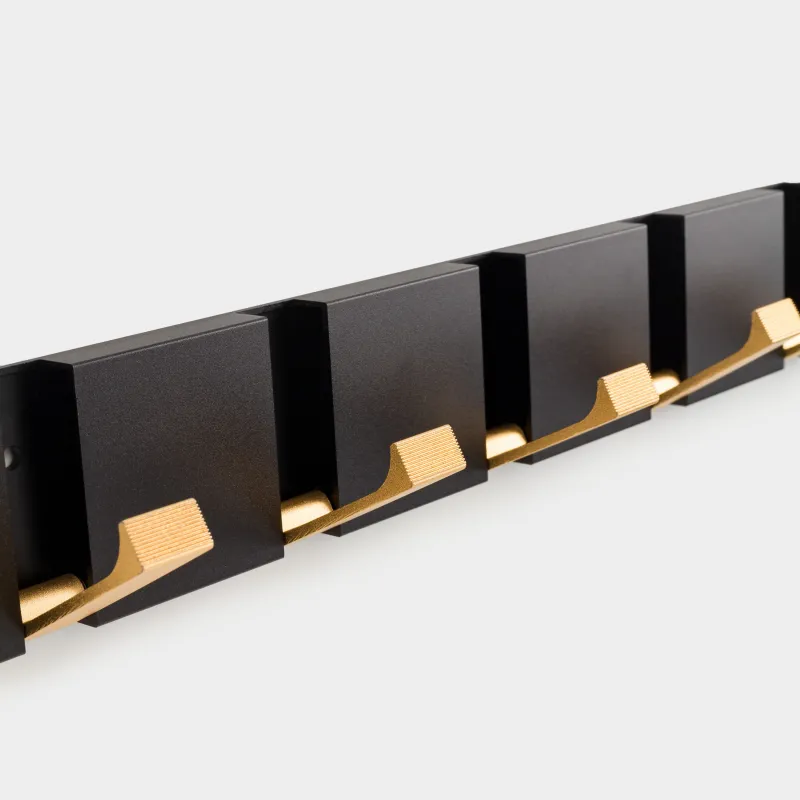 Hook, 43x7 cm, 5 compartments, wall-mounted/hidden, metal, black-gold, Trend, image-8