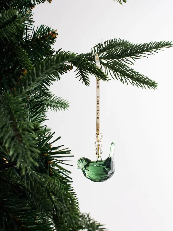 Christmas tree toy, 6 cm, acrylic, green, Bird, Figure crystal, image-3