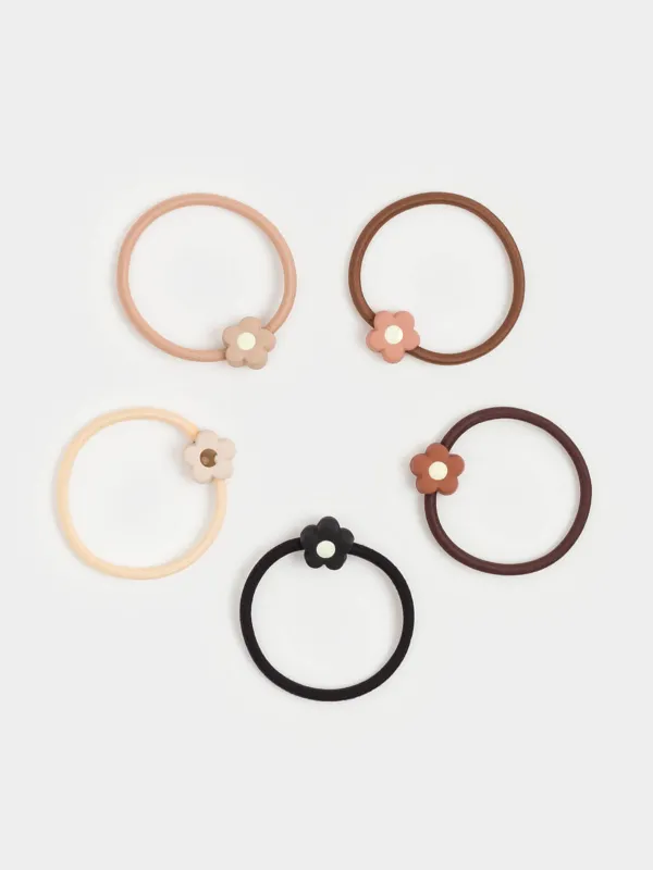 Elastic band for hair, 4 cm, 5 pcs, Polyester / plastic, mix, Flower, Gracile, image-0