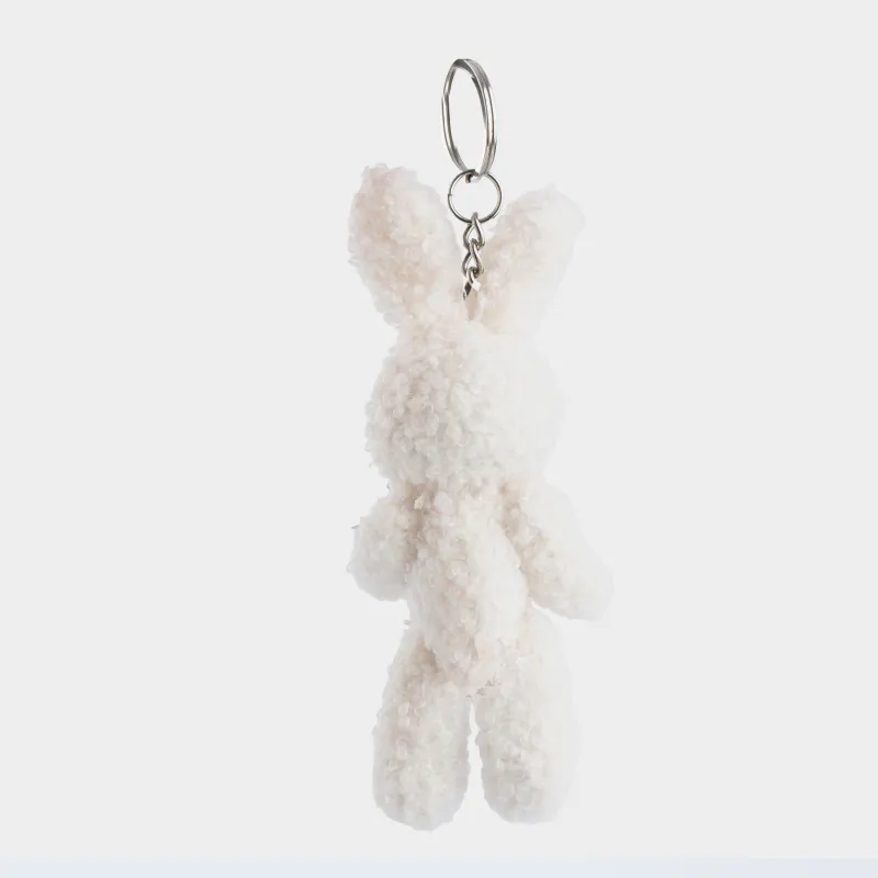 Pendant, 14 cm, soft, with moving paws, boucle / metal, milky, bunny with bow, Rabbit, image-5