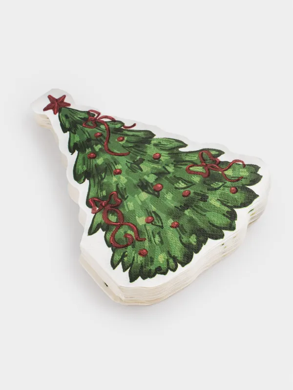 Paper napkins, 20x30 cm, 20 pcs, shaped , white, Spruce with a star, Christmas traditions, image-1