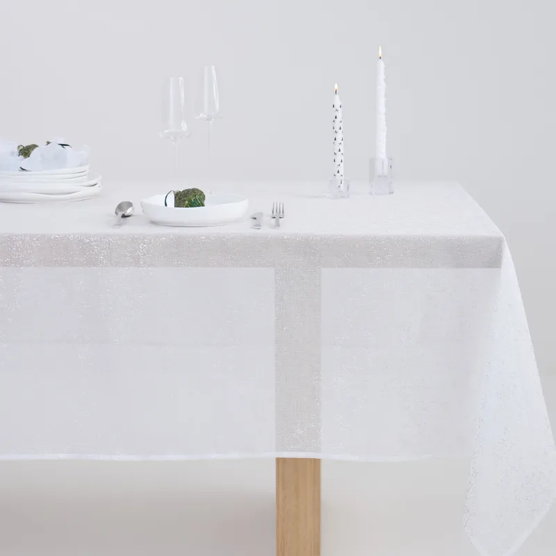 Tablecloth, 170x250 cm, polyester, white, Silver spray, Heaven silver