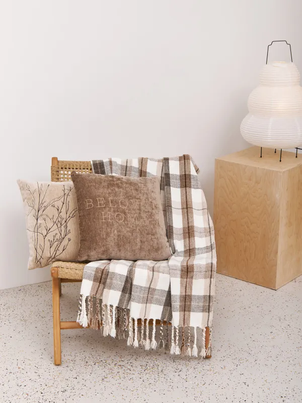 Decorative pillow, 45x45 cm, chenille / velvet, brown, Beloved home, Chenill, image-3