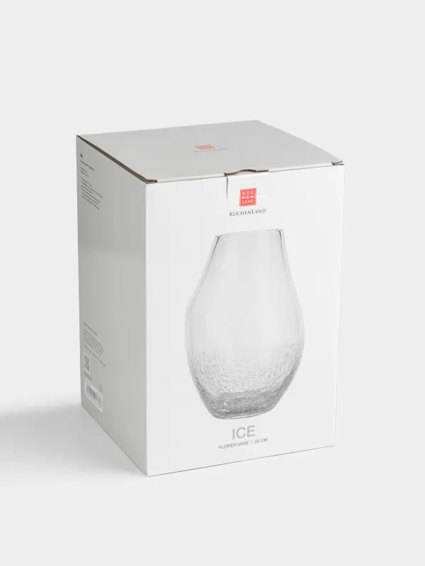 Flower vase, 25 cm, glass, Craquelure, Ice, image-4