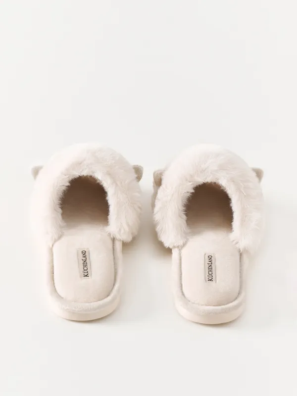 Women's slippers, homewear, size 36-37, polyester, milky, Fur, image-3