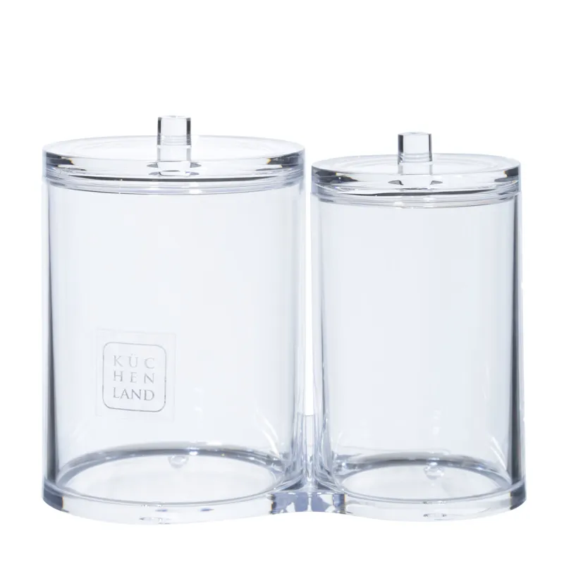 Container for cotton pads/sticks, 15x12 cm, 2 units, with lid, plastic, Basic