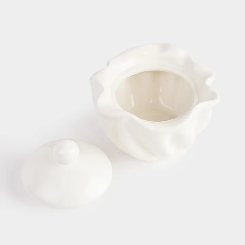 Jewelry box, 11x9 cm, ceramic, milky, Crumpled effect, Crumple, image-4