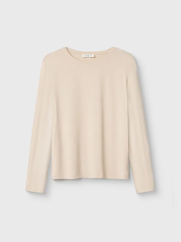 Women's long sleeve, homewear, size S, bamboo/spandex, sand, Zerita, image-5