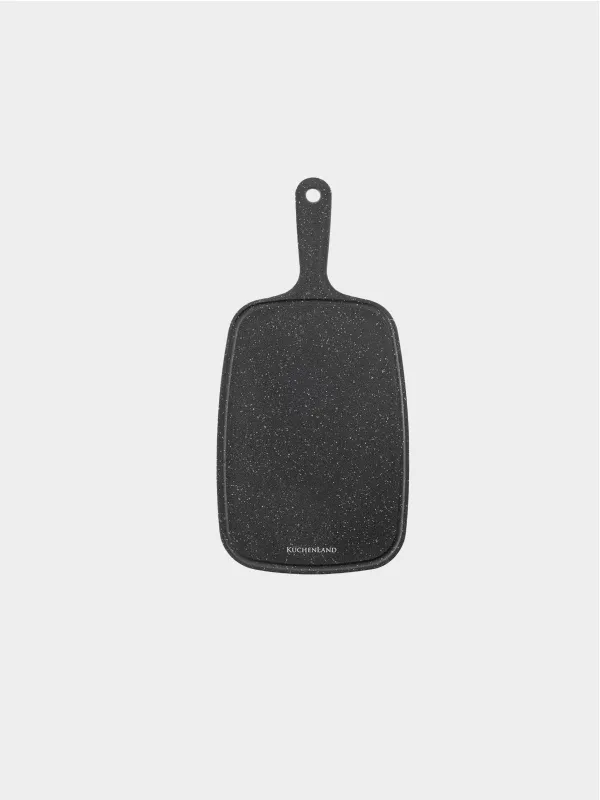 Cutting board, 32x15cm, with handle, plastic, black, speckled, Steel speckled, image-0