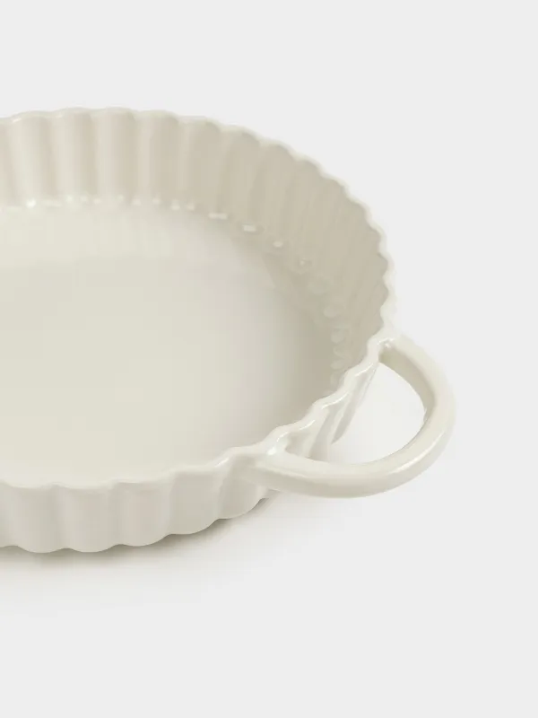 Baking dish, 28 cm, ceramic, round, milk, Cakes ivory, image-2