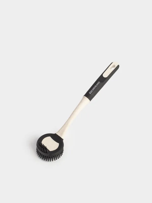 Cleaning brush, 27 cm, double-sided, rubber / plastic, black and beige, Black clean new, image-0