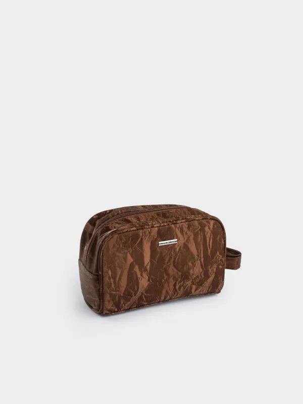 Cosmetic bag, 23х16 cm, polyurethane, brown, Krush, image-5