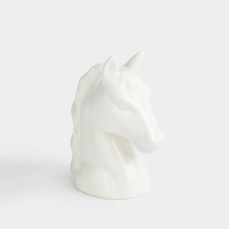 Decorative lamp, 12 cm, porcelain P, milky, Horse head, Horse milky