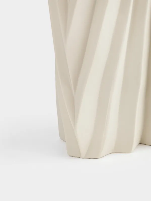 Flower vase, 35 cm, porcelain P, beige, Bends, Crumple, image-3
