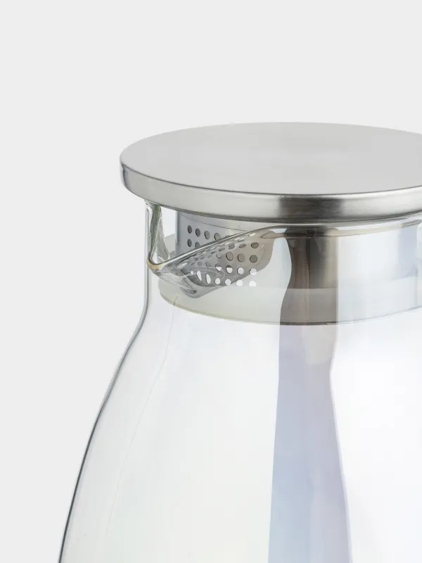 Jug, 2 l, with filter lid, glass B/steel, mother-of-pearl, Radiant, image-3