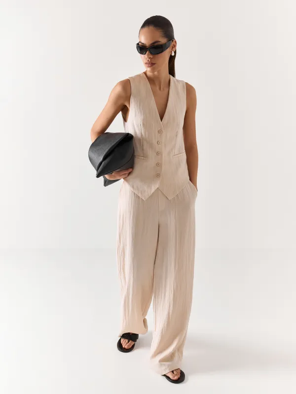 Women's trousers, size S, viscose/polyester, milky, Giselle, image-0