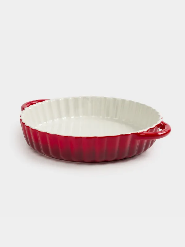 Baking dish, 25 cm, ceramic, round, burgundy, Gradient, Cakes gradient, image-3