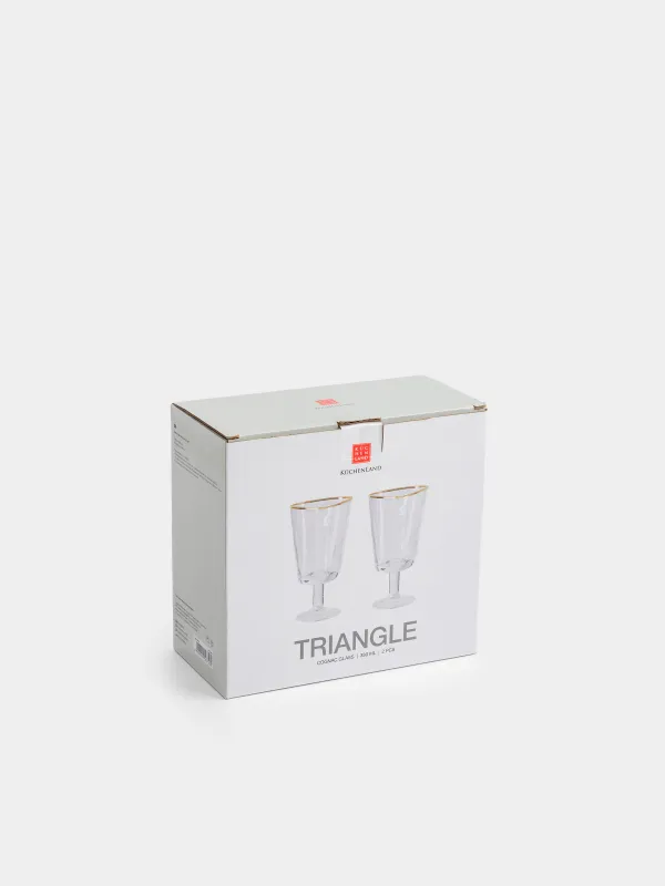 Drinking glass, 380 ml, 2 pcs, glass, golden edging, Triangle Gold, image-3