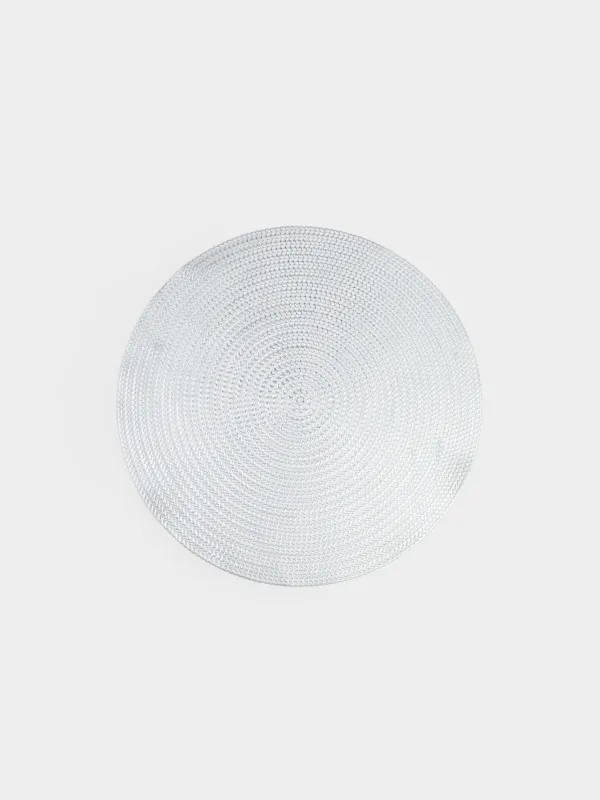 Placemat, 38 cm, PVC, round, silver, Azhur, image-0