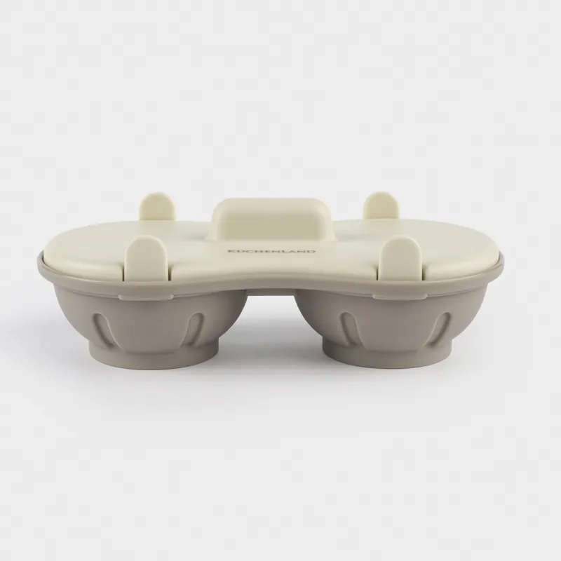 Microwave poached egg mold, 22x12 cm, 2 separate, plastic, beige, Soft kitchen